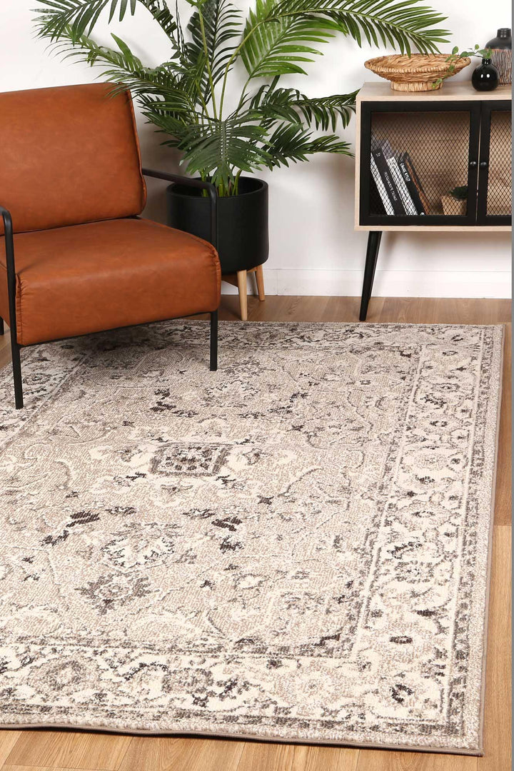 Ziva Beige White Traditional Rug - The Rugs