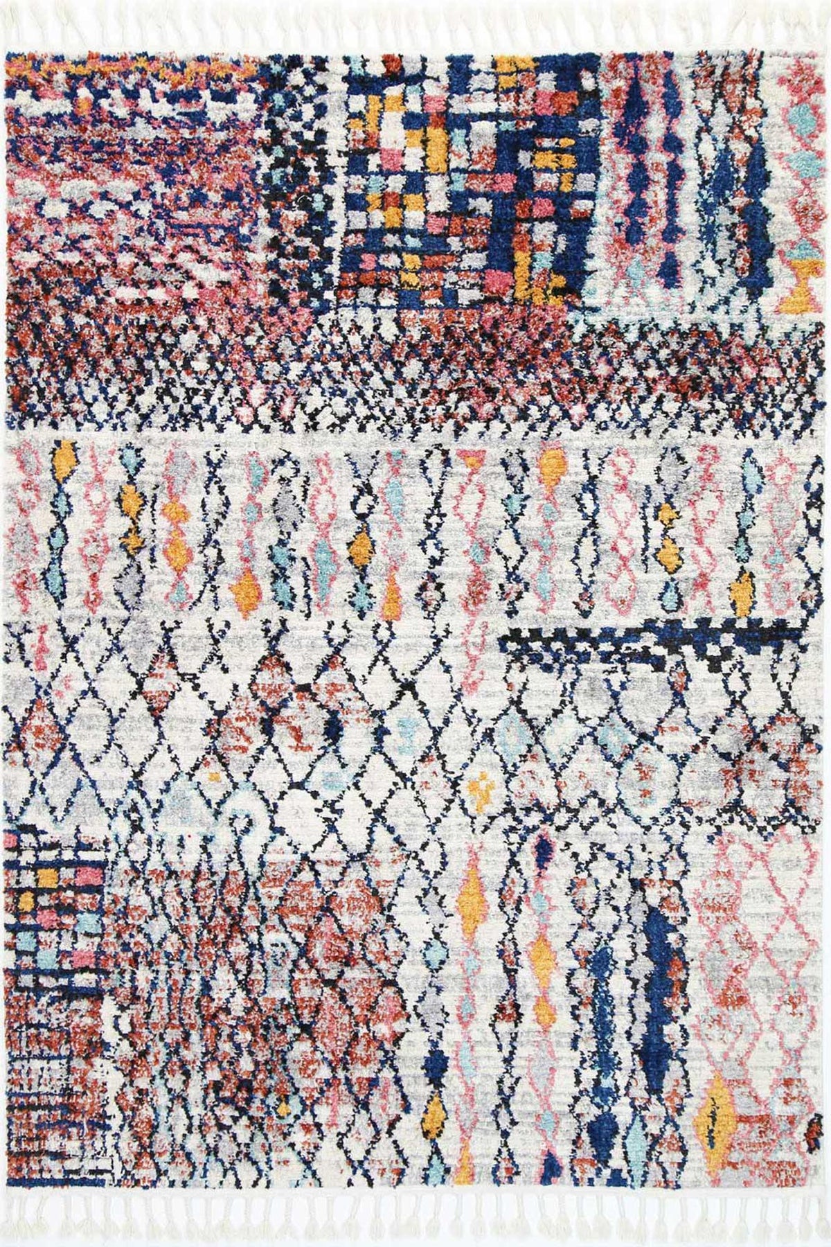 Pandora Boho Moroccan Fes Silver Pink Rug - The Rugs