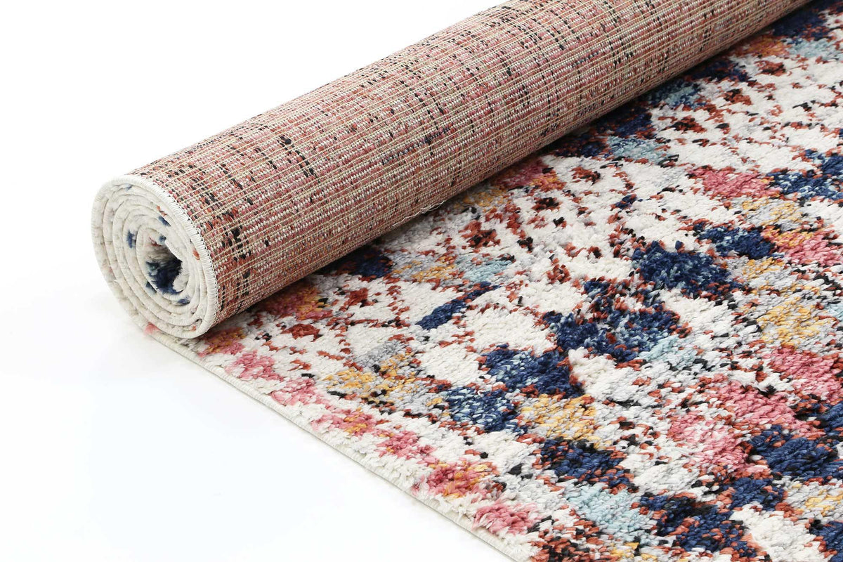 Pandora Boho Moroccan Casablanca White Navy Rug - The Rugs