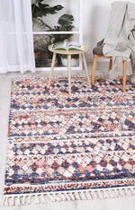 Pandora Boho Moroccan Casablanca White Navy Rug - The Rugs