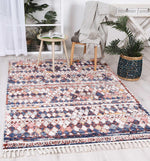 Pandora Boho Moroccan Casablanca White Navy Rug - The Rugs