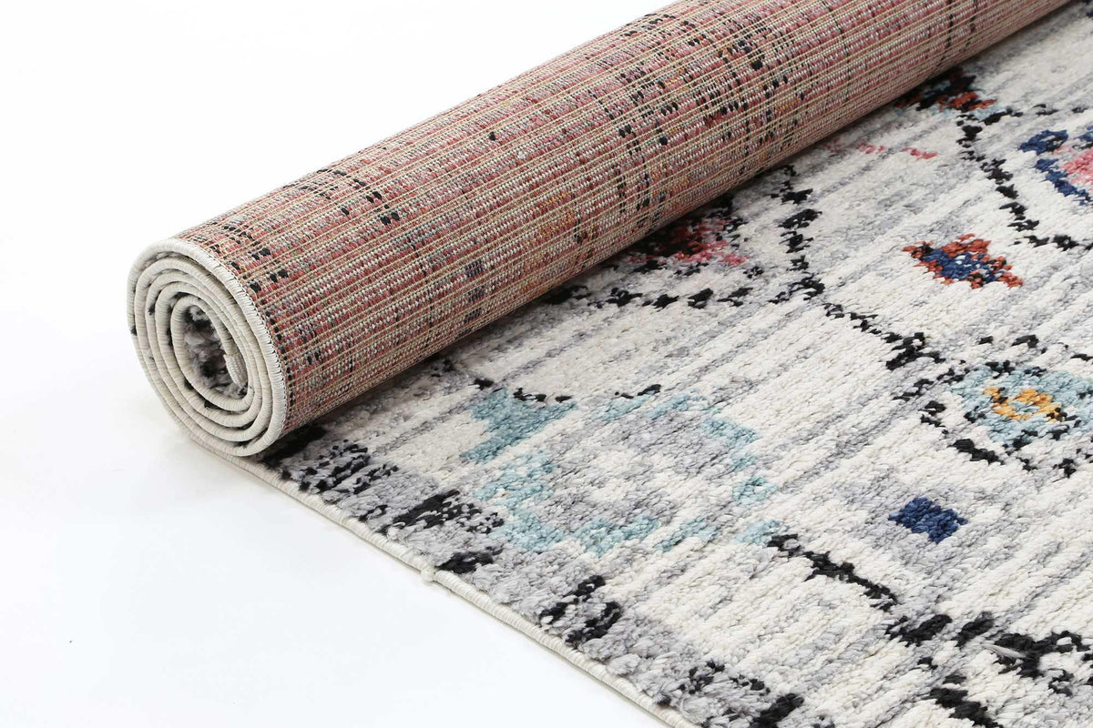 Pandora Boho Moroccan Taza White Rug - The Rugs