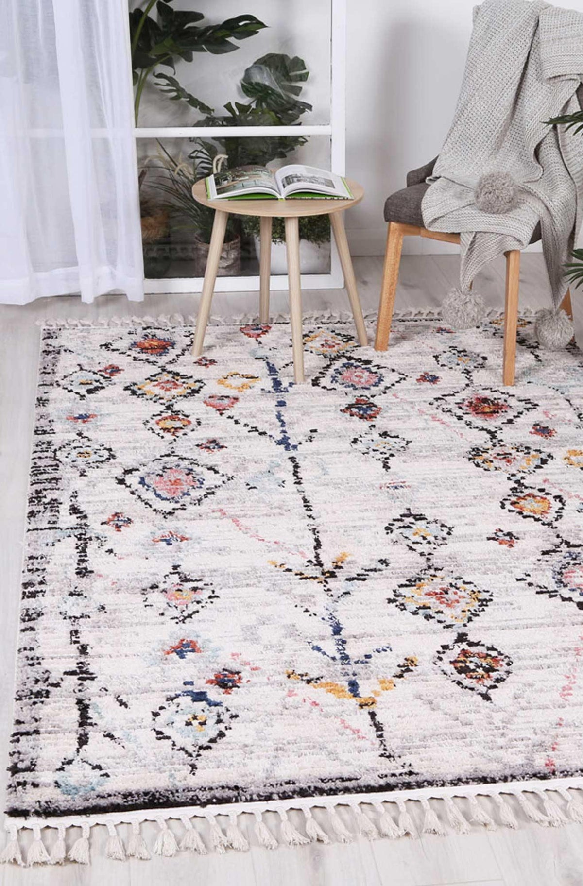 Pandora Boho Moroccan Taza White Rug - The Rugs