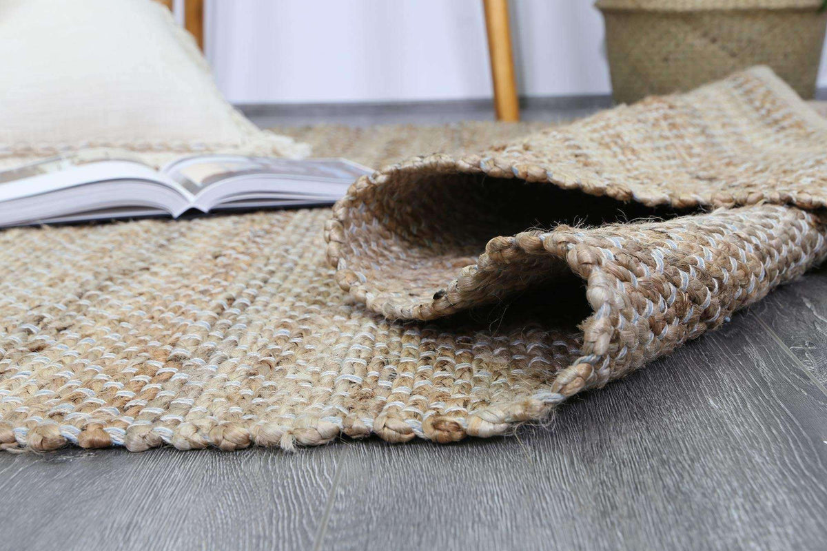 Calypso Natural Basket Weave Blue Jute Rug, [cheapest rugs online], [au rugs], [rugs australia]