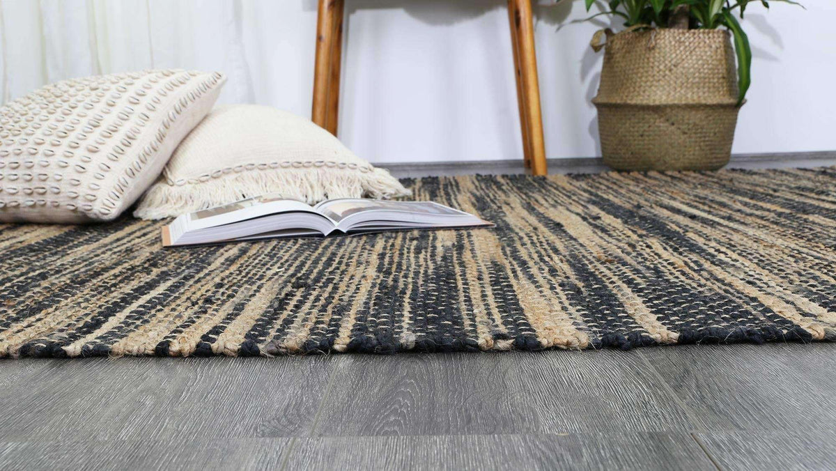 Calypso Stipe Natural Jute Rug Grey, [cheapest rugs online], [au rugs], [rugs australia]