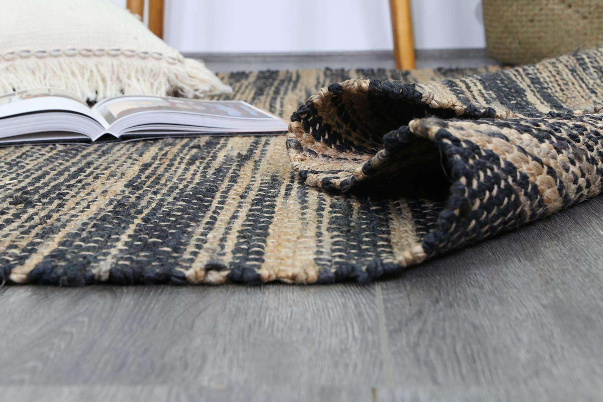 Calypso Stipe Natural Jute Rug Grey, [cheapest rugs online], [au rugs], [rugs australia]