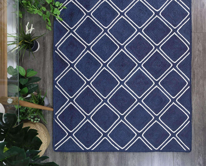 Cameron Natural Parquetry Navy Rug, [cheapest rugs online], [au rugs], [rugs australia]