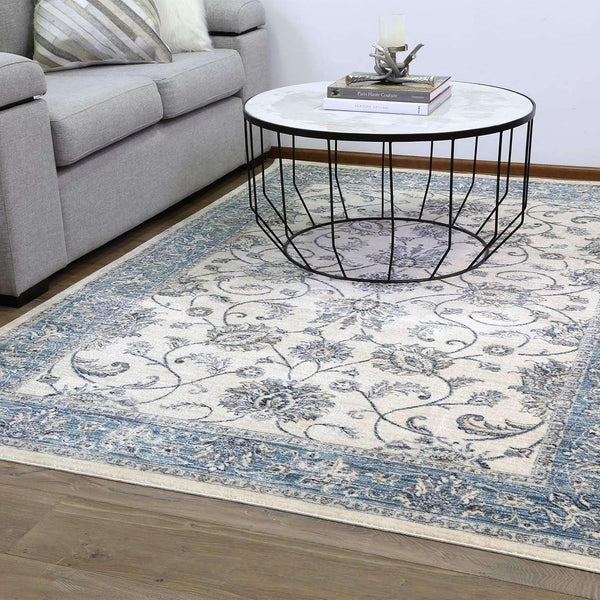 Casper Chobi Transitional Design Cream Blue Rug, [cheapest rugs online], [au rugs], [rugs australia]