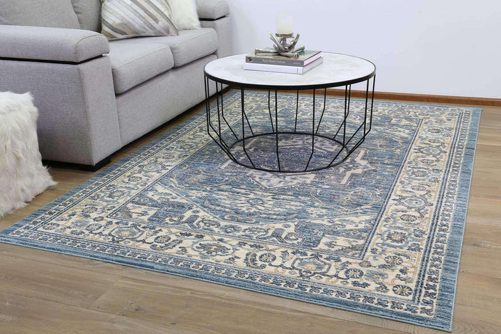 Casper Classic Border Transitional Design Blue Rug, [cheapest rugs online], [au rugs], [rugs australia]