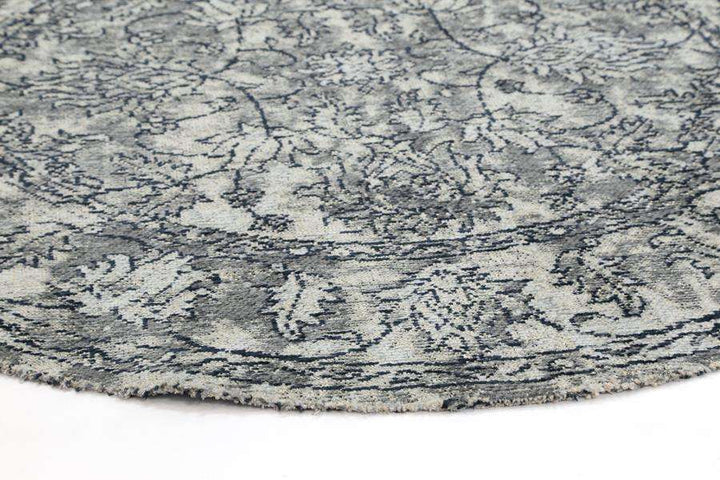 Classic Whimsical Boarder Grey Distressed Round Rug, [cheapest rugs online], [au rugs], [rugs australia]