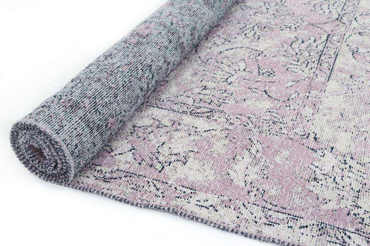 Classic Whimsical Boarder Lilac Distressed Rug, [cheapest rugs online], [au rugs], [rugs australia]
