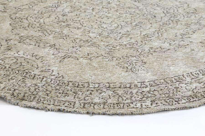Classic Whimsical Medallion Beige Distressed Round Rug, [cheapest rugs online], [au rugs], [rugs australia]