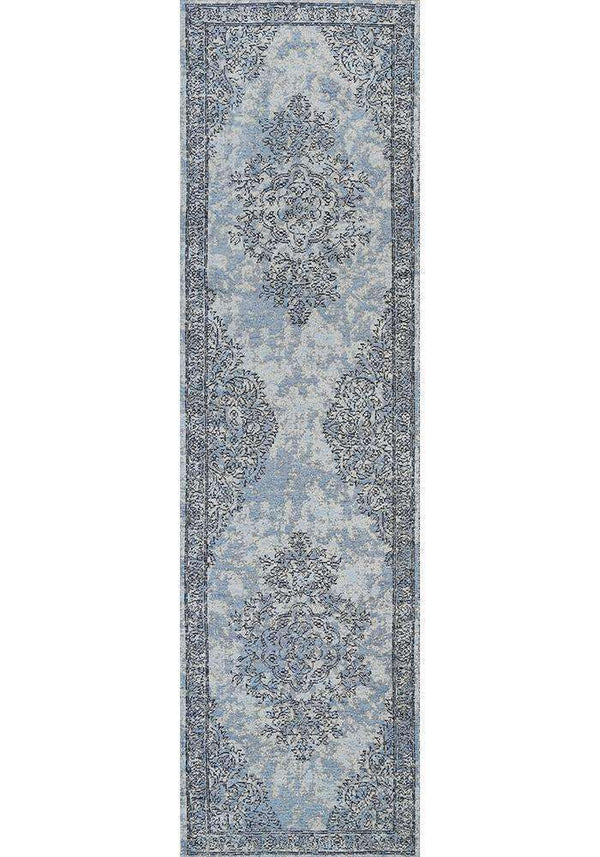 Classic Whimsical Medallion Blue Distressed Runner Rug, [cheapest rugs online], [au rugs], [rugs australia]