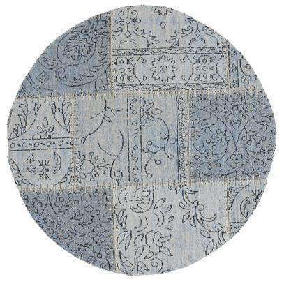 Classic Whimsical Patchwork Blue Distressed Round Rug, [cheapest rugs online], [au rugs], [rugs australia]