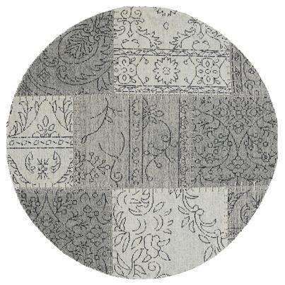 Classic Whimsical Patchwork Grey Distressed Round Rug, [cheapest rugs online], [au rugs], [rugs australia]