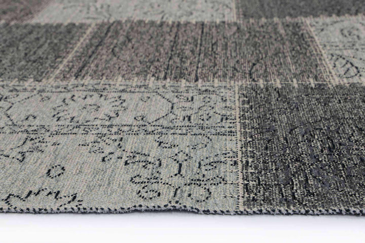 Classic Whimsical Patchwork Grey Distressed Runner Rug, [cheapest rugs online], [au rugs], [rugs australia]
