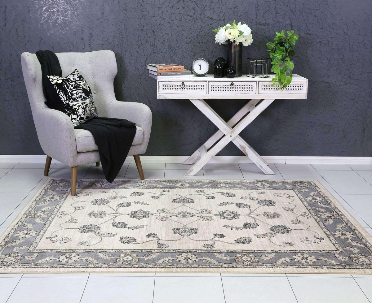 Eden Cream and Grey Traditional Rug, [cheapest rugs online], [au rugs], [rugs australia]