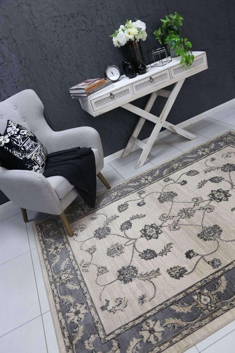 Eden Cream and Grey Traditional Rug, [cheapest rugs online], [au rugs], [rugs australia]