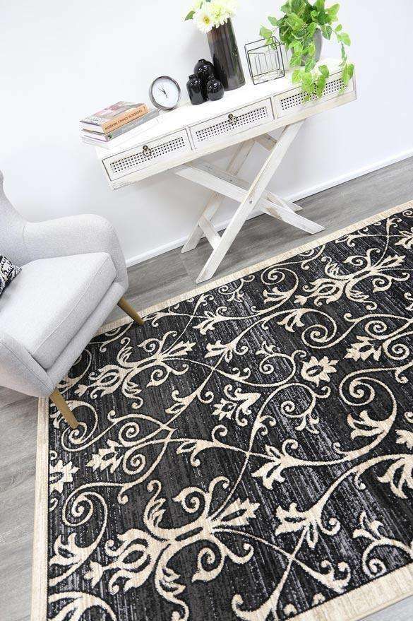 Eden Grey and Beige Ikat Abstract Vines Rug, [cheapest rugs online], [au rugs], [rugs australia]