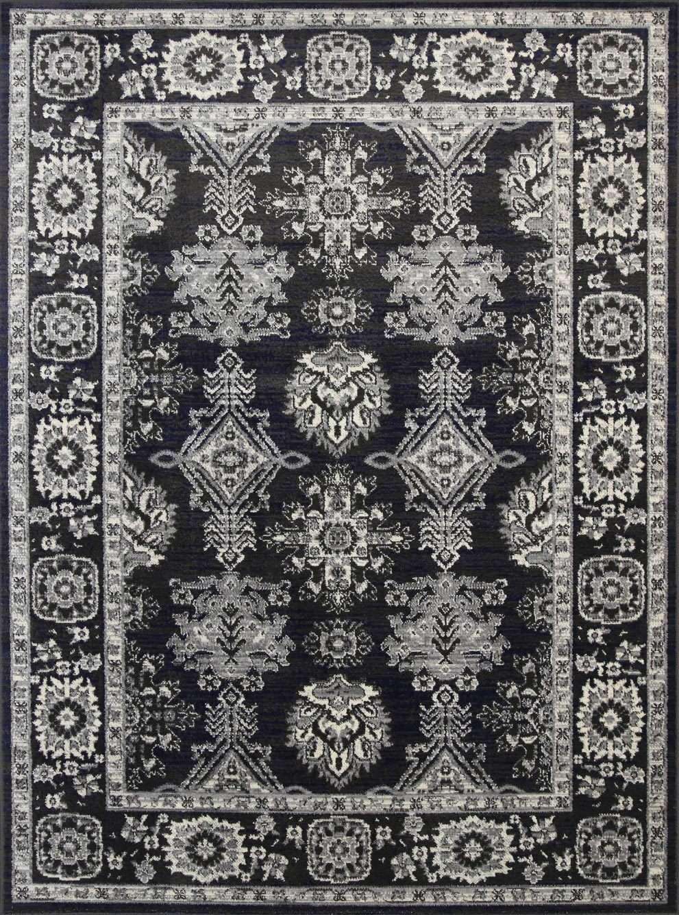 Eden Navy Blue and Grey Ziegler Traditional Ikat Rug, [cheapest rugs online], [au rugs], [rugs australia]