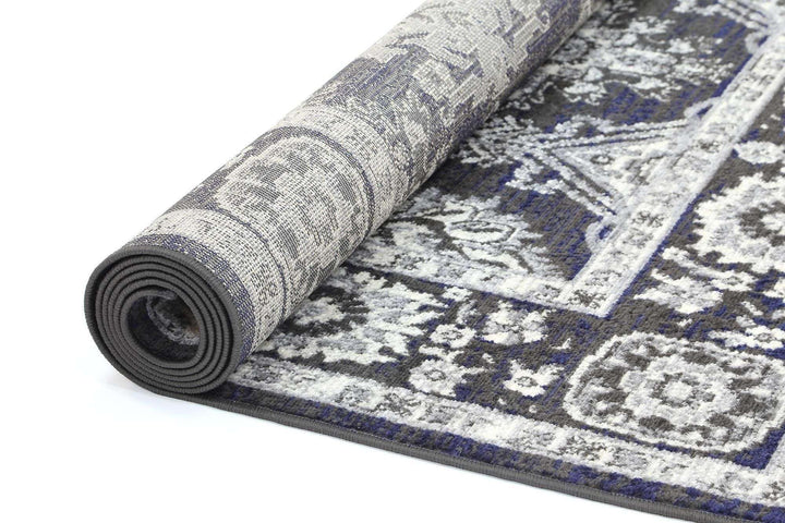 Eden Navy Blue and Grey Ziegler Traditional Ikat Rug, [cheapest rugs online], [au rugs], [rugs australia]
