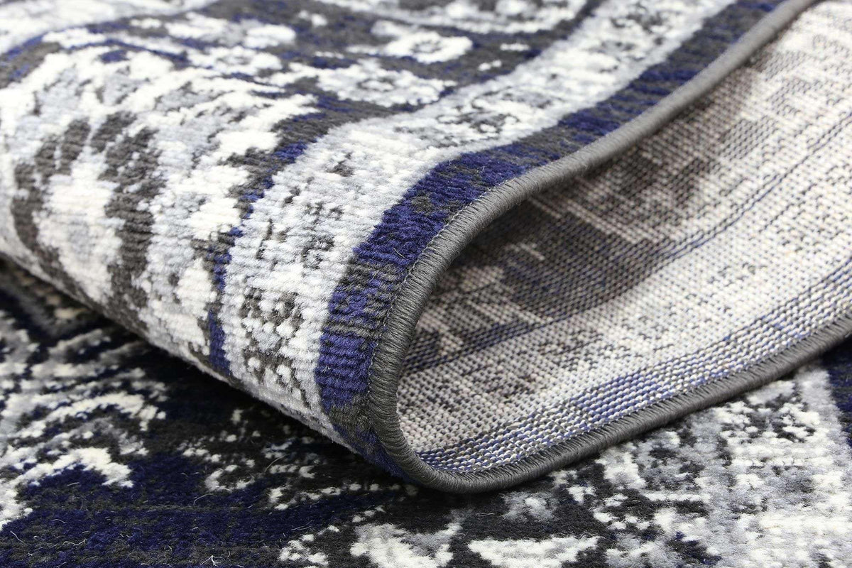 Eden Navy Blue and Grey Ziegler Traditional Ikat Rug, [cheapest rugs online], [au rugs], [rugs australia]