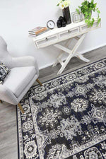 Eden Navy Blue and Grey Ziegler Traditional Ikat Rug, [cheapest rugs online], [au rugs], [rugs australia]
