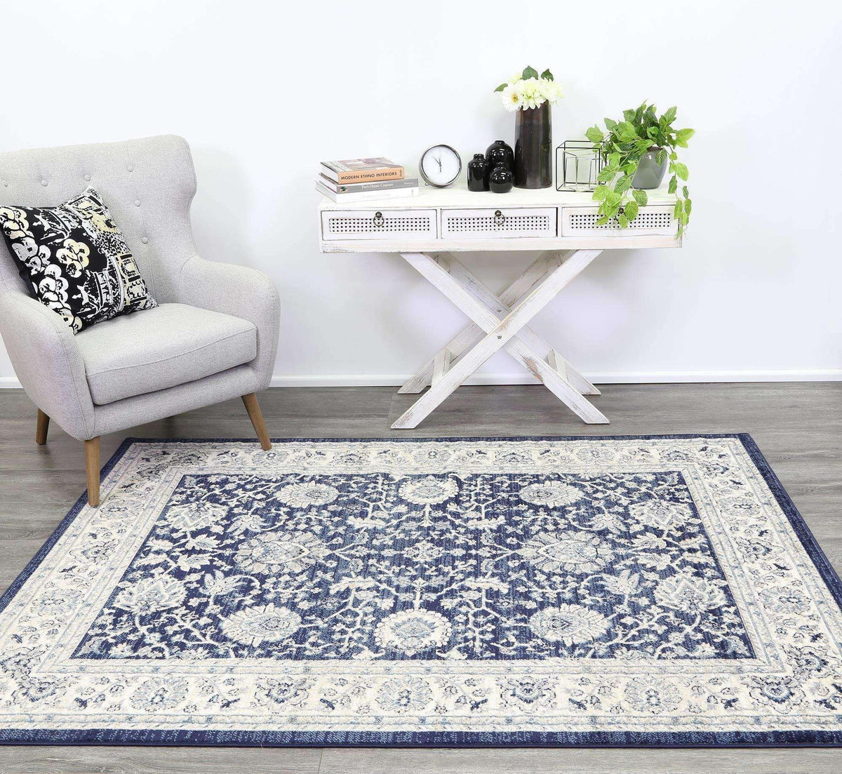 Eden Navy Blue Ziegler Ikat TraditionalRug, [cheapest rugs online], [au rugs], [rugs australia]