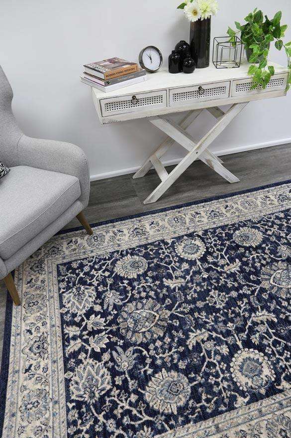 Eden Navy Blue Ziegler Ikat TraditionalRug, [cheapest rugs online], [au rugs], [rugs australia]