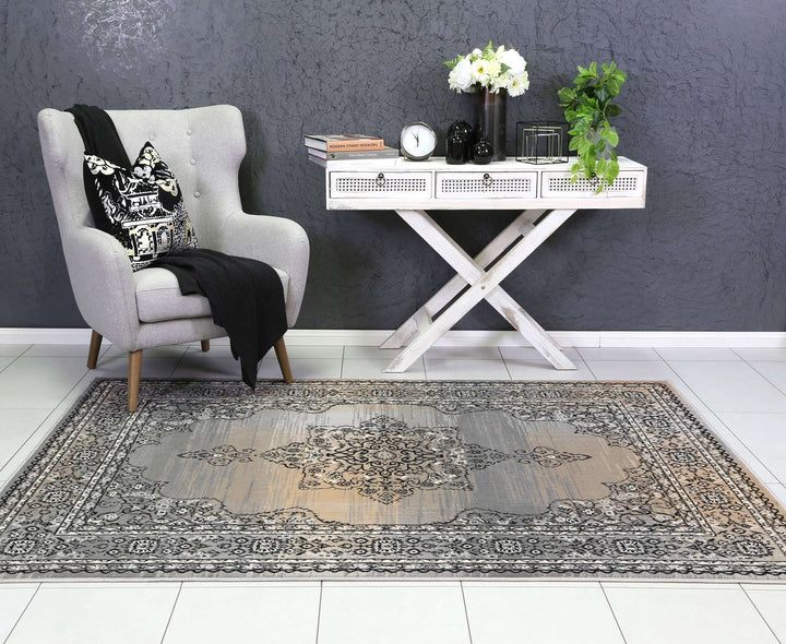 Emory Beige and Grey Transitional Medallion Rug, [cheapest rugs online], [au rugs], [rugs australia]