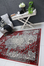 Emory Grey and Red Distressed Vintage Rug, [cheapest rugs online], [au rugs], [rugs australia]