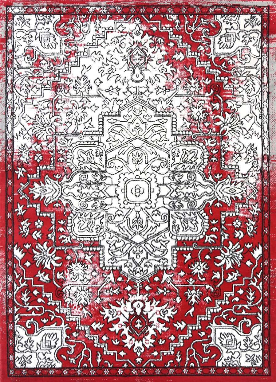 Emory Grey and Red Distressed Vintage Rug, [cheapest rugs online], [au rugs], [rugs australia]