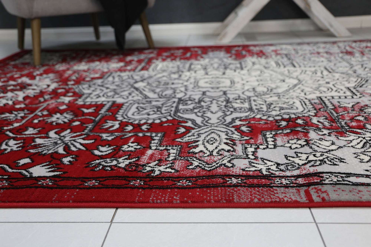 Emory Grey and Red Distressed Vintage Rug, [cheapest rugs online], [au rugs], [rugs australia]