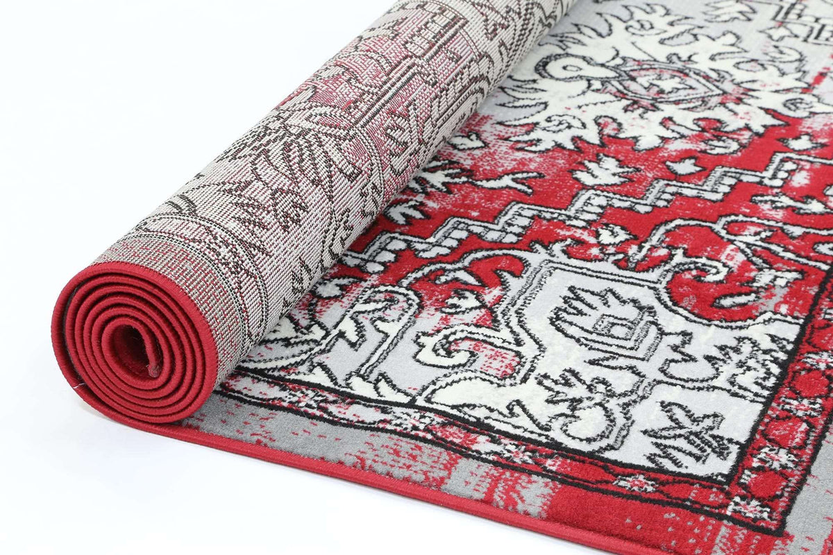 Emory Grey and Red Distressed Vintage Rug, [cheapest rugs online], [au rugs], [rugs australia]