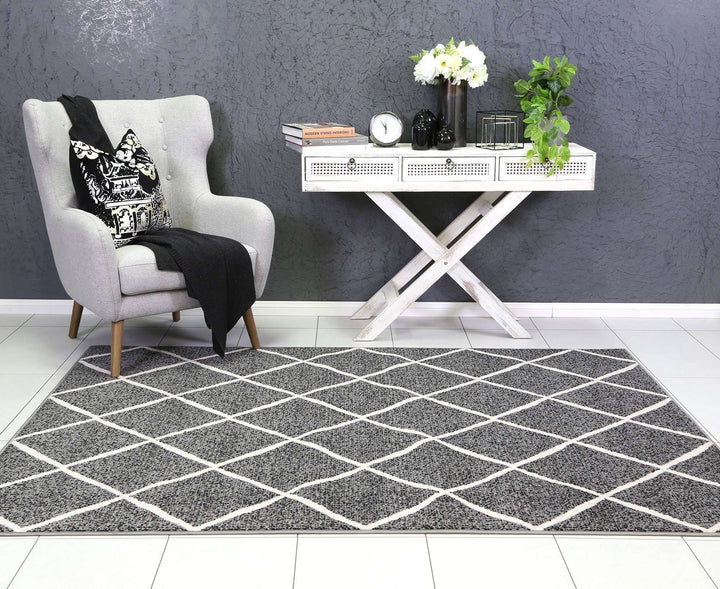 Emory Grey Cross Diamond Rug, [cheapest rugs online], [au rugs], [rugs australia]