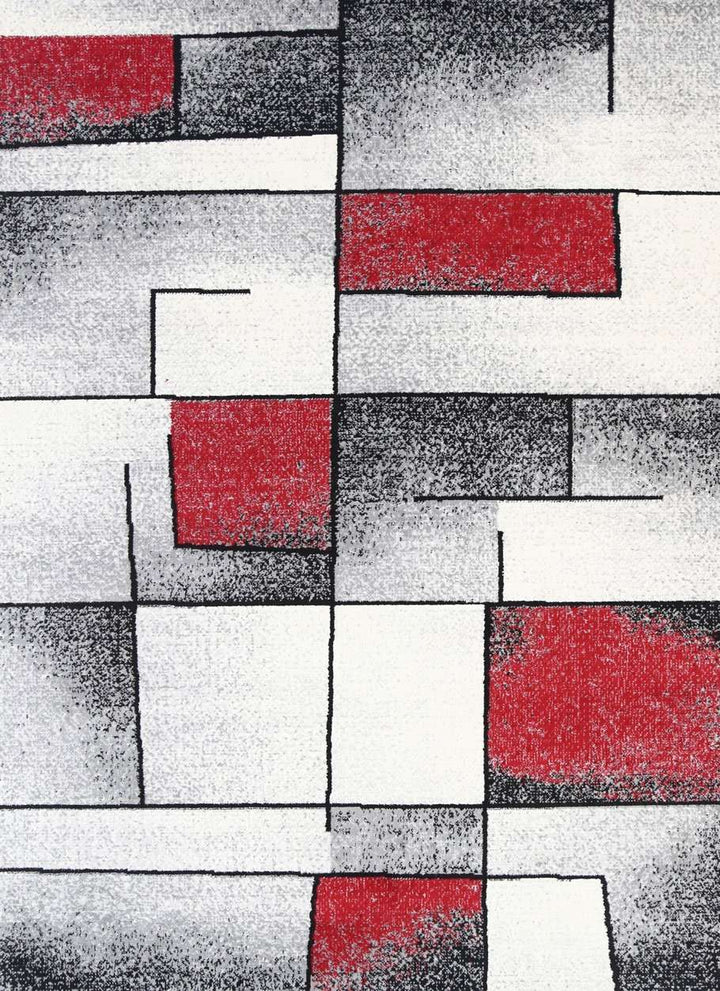 Emory Red and Grey Modern Squares Rug, [cheapest rugs online], [au rugs], [rugs australia]