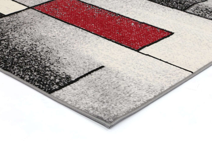 Emory Red and Grey Modern Squares Rug, [cheapest rugs online], [au rugs], [rugs australia]