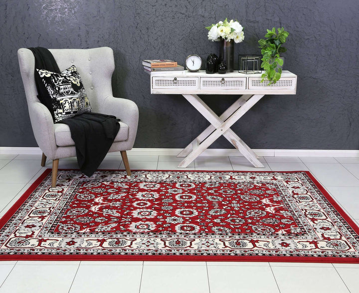 Emory Red Traditional Boarder Design Rug, [cheapest rugs online], [au rugs], [rugs australia]