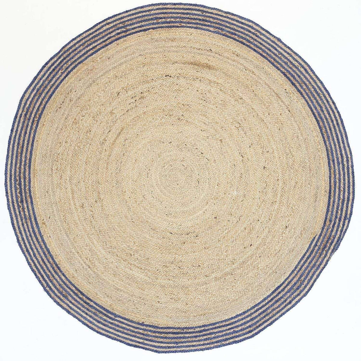 Faro Natural Round Navy Border Rug, [cheapest rugs online], [au rugs], [rugs australia]
