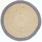 Faro Natural Round Navy Border Rug, [cheapest rugs online], [au rugs], [rugs australia]