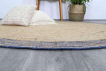 Faro Natural Round Navy Border Rug, [cheapest rugs online], [au rugs], [rugs australia]