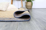 Faro Natural Round Navy Border Rug, [cheapest rugs online], [au rugs], [rugs australia]