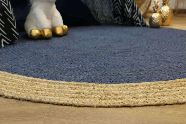 Faro Navy Centre Jute Round Rug, [cheapest rugs online], [au rugs], [rugs australia]