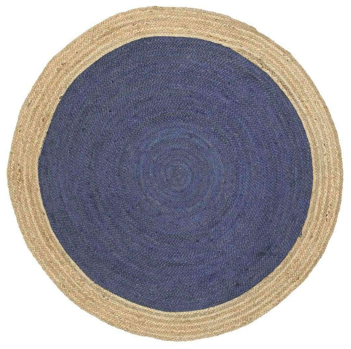 Faro Navy Centre Jute Round Rug, [cheapest rugs online], [au rugs], [rugs australia]
