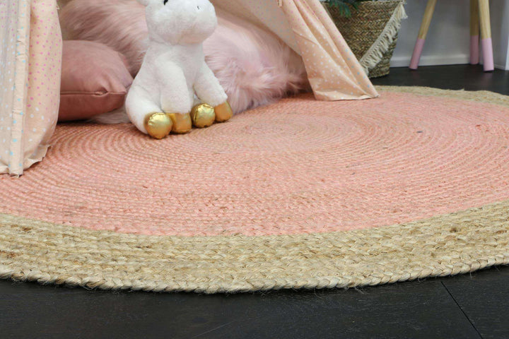 Faro Pink Centre Jute Round Rug, [cheapest rugs online], [au rugs], [rugs australia]