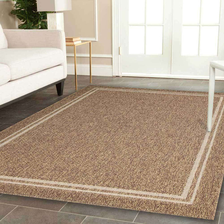 Landscape Brown Beige Bordered Rug, [cheapest rugs online], [au rugs], [rugs australia]