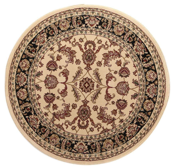 Lavish Traditional Collection 500 Cream/Black Round Rug, [cheapest rugs online], [au rugs], [rugs australia]