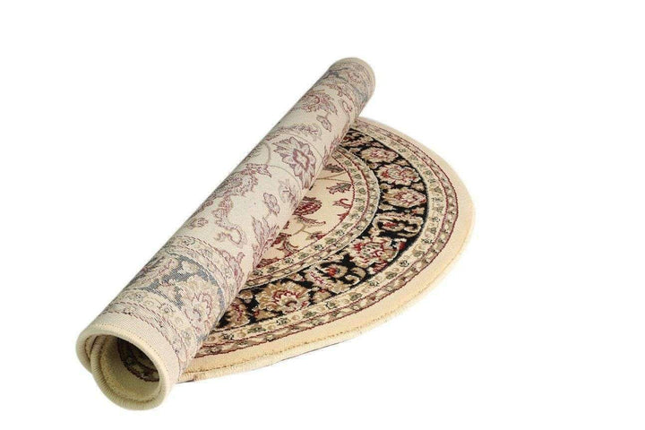 Lavish Traditional Collection 500 Cream/Black Round Rug, [cheapest rugs online], [au rugs], [rugs australia]