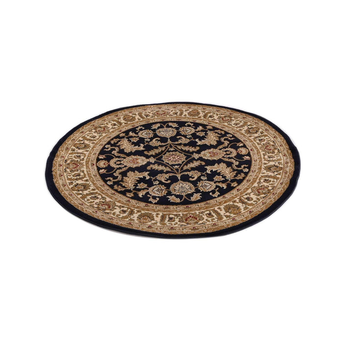 Lavish Traditional Collection 500 Navy/Cream Round Rug, [cheapest rugs online], [au rugs], [rugs australia]