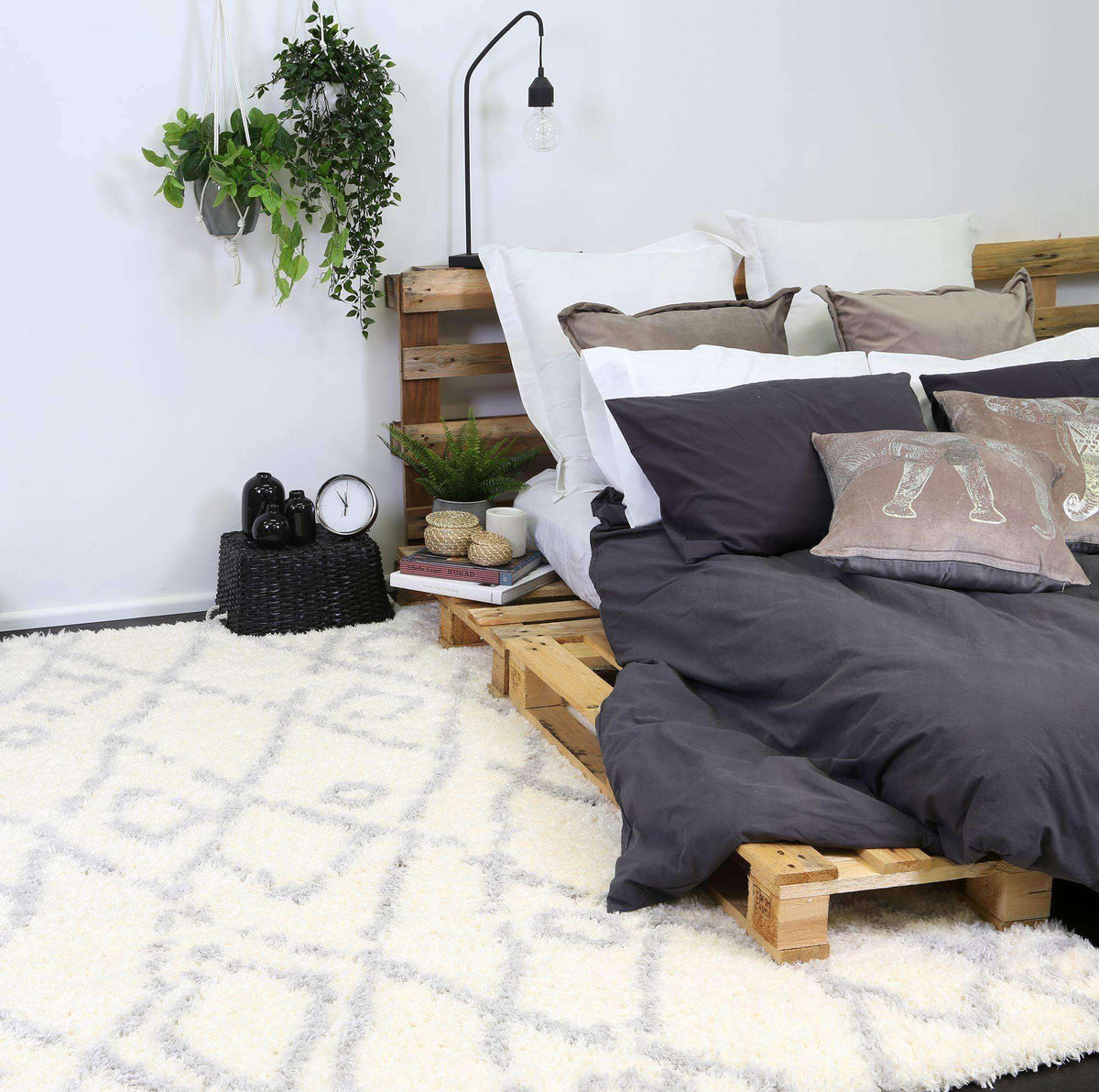 Moroccan Tribal Fes Pattern Cream Silver Rug, [cheapest rugs online], [au rugs], [rugs australia]